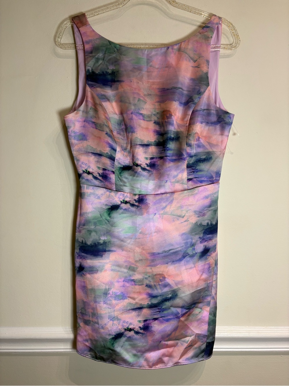 Anthropologie BHLDN Alice Sleeveless Printed Satin Mini Dress Pink Multi Lover - Picture 4 of 11